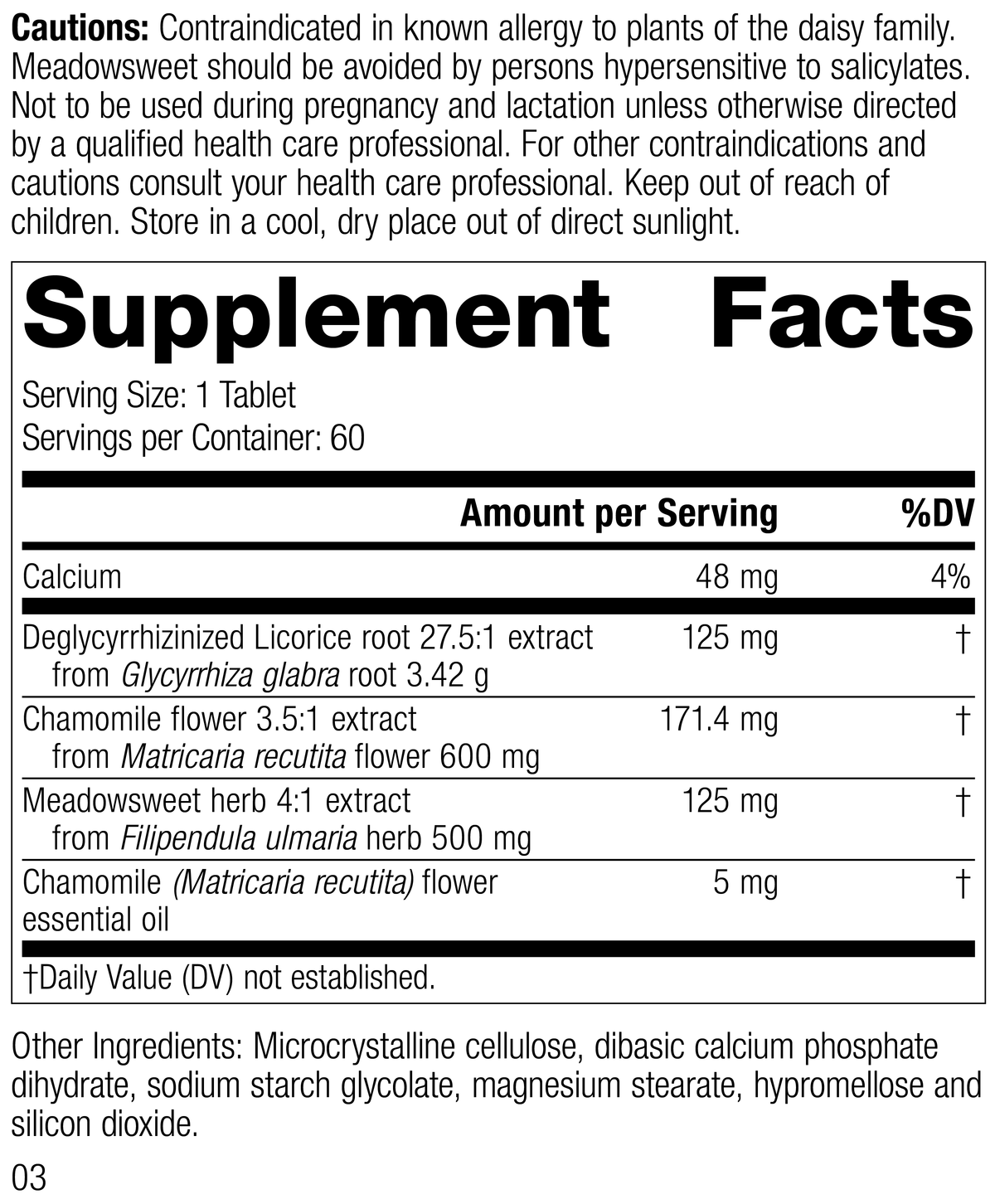 supplement fact label
