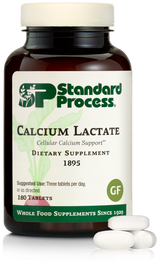 An image of a bottle of Calcium Lactate, 180 tablets.