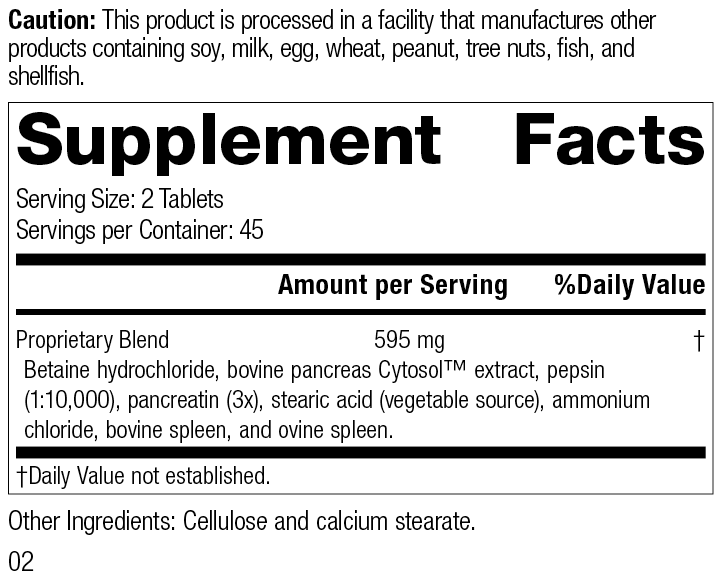 Zypan®, 90 Tablets, Rev 02 Supplement Facts