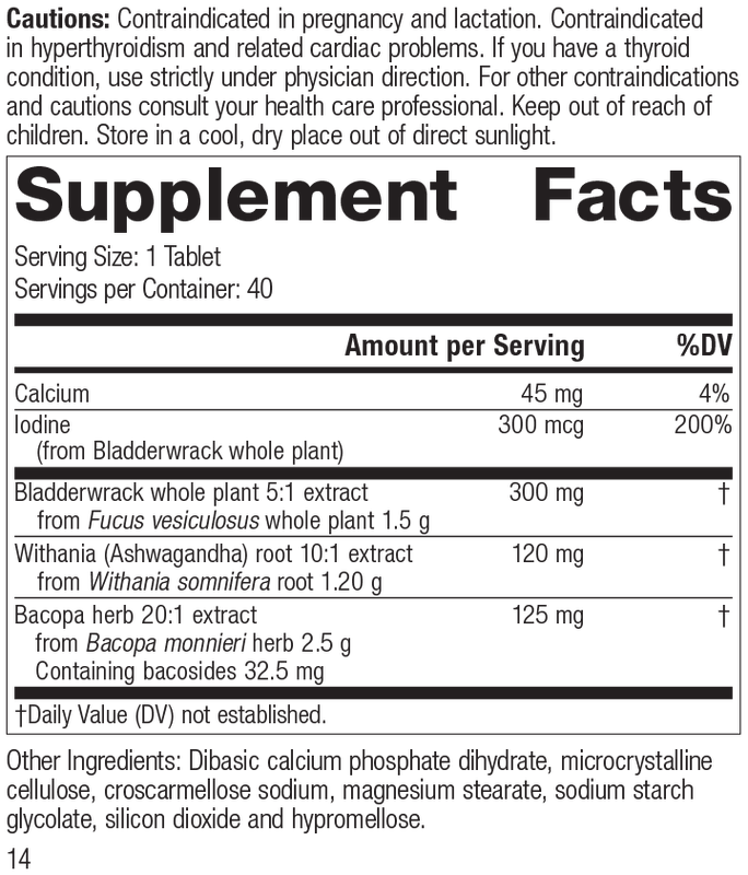 Thyroid Complex, 40 Tablets, Rev 12 Supplement Facts